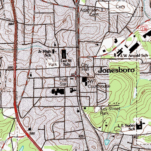 Topographic Map of Clayton County Administrative Offices, GA