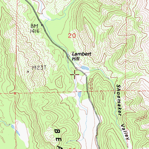 Topographic Map of Shoemaker Valley, CA
