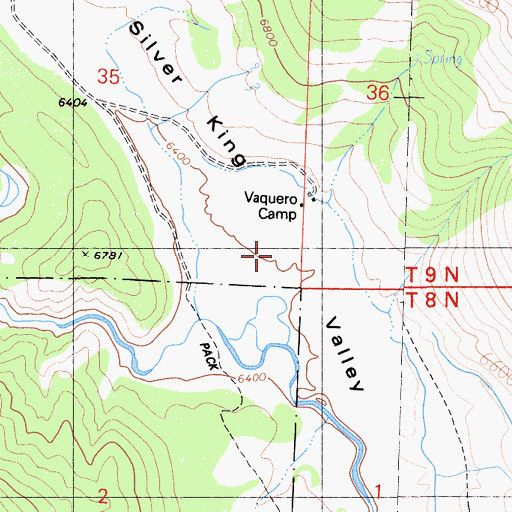 Topographic Map of Silver King Valley, CA