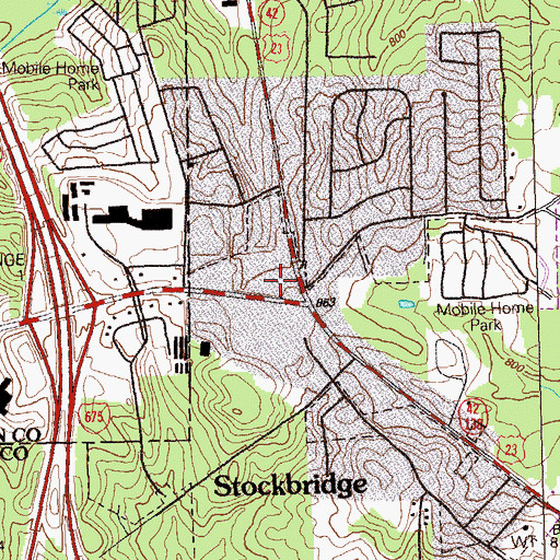 Topographic Map of Mays Corner Shopping Center, GA