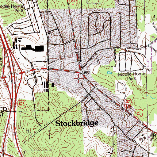 Topographic Map of Mays Crossing Shopping Center, GA