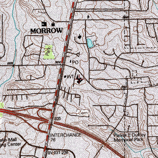 Topographic Map of Morrow Baptist Church, GA