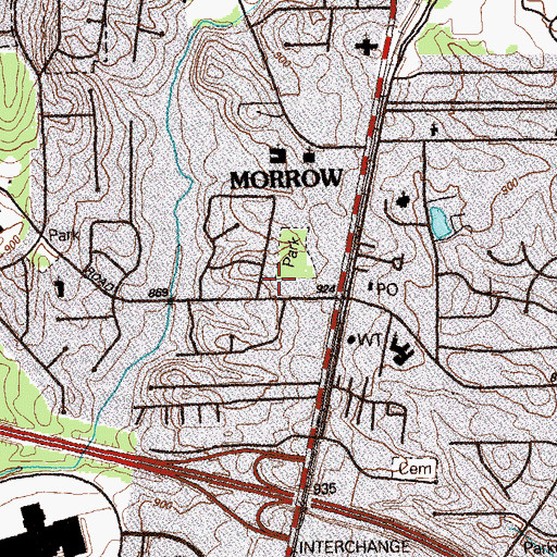 Topographic Map of Morrow Fire Department Station 1, GA