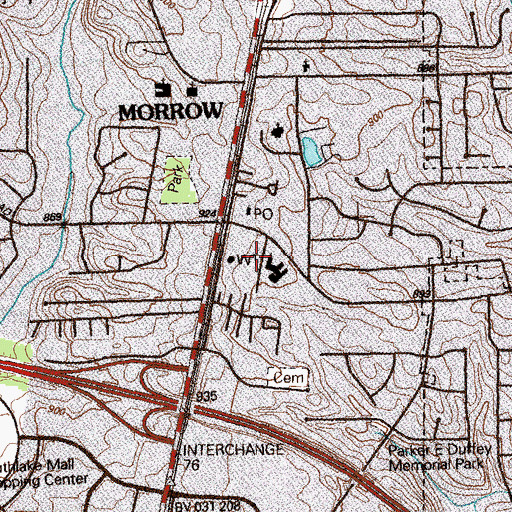 Topographic Map of Morrow Police Department, GA