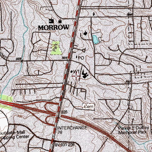Topographic Map of Morrow Police Station, GA