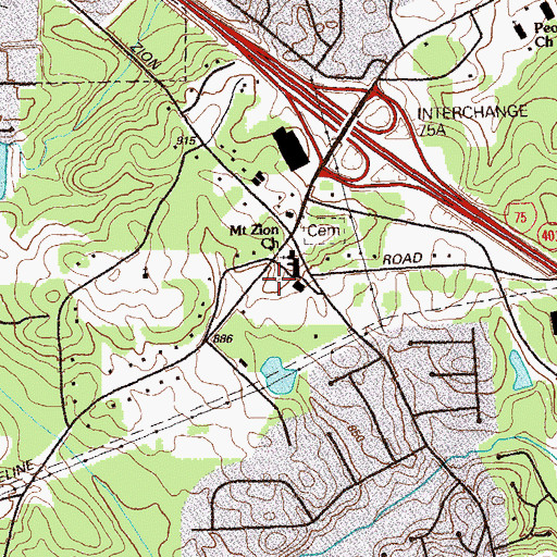 Topographic Map of Mount Zion Christian Academy, GA