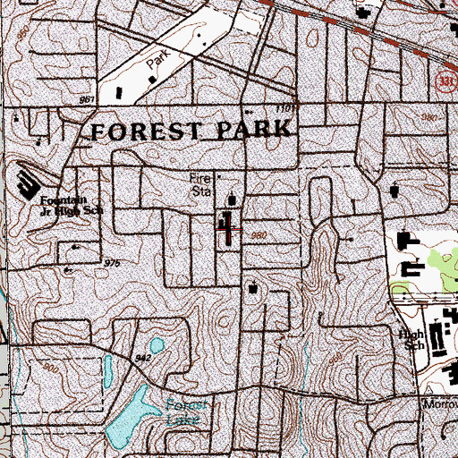 Topographic Map of South Metro Atlanta Psychological Education Center, GA