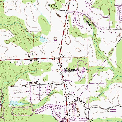 Topographic Map of Conyers Church, GA