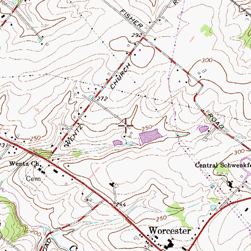 Topographic Map of Barley Lane, PA