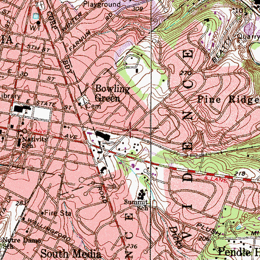 Topographic Map of Beatty Road Station, PA