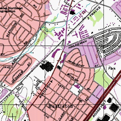 Topographic Map of Belair Shopping Center, PA