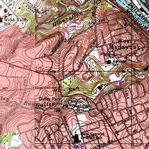 Topographic Map of Belmont Hills Branch Lower Merion Township Library, PA