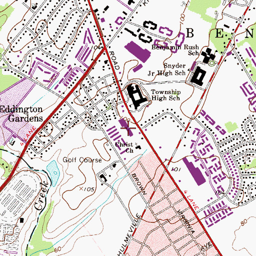 Topographic Map of Bensalem Plaza Shopping Center, PA