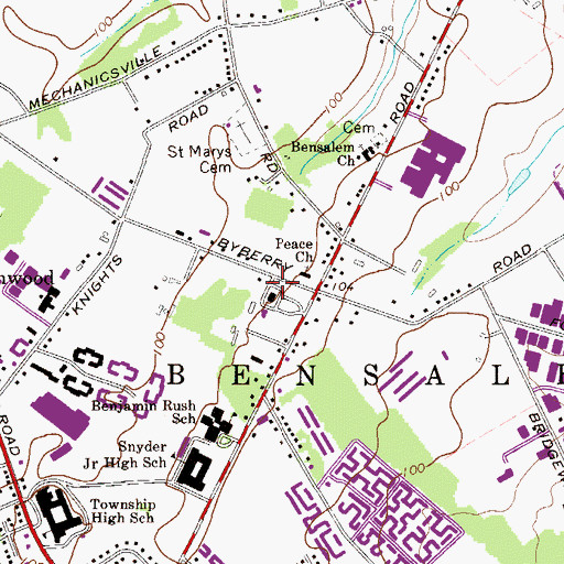 Topographic Map of Bensalem Emergency Medical Services Station 185, PA