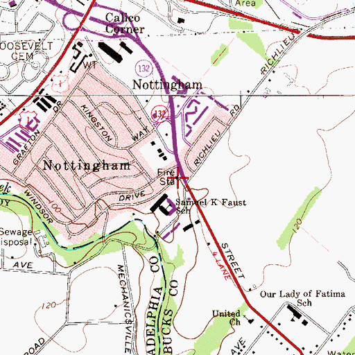 Topographic Map of Bensalem Rescue Squad 186, PA