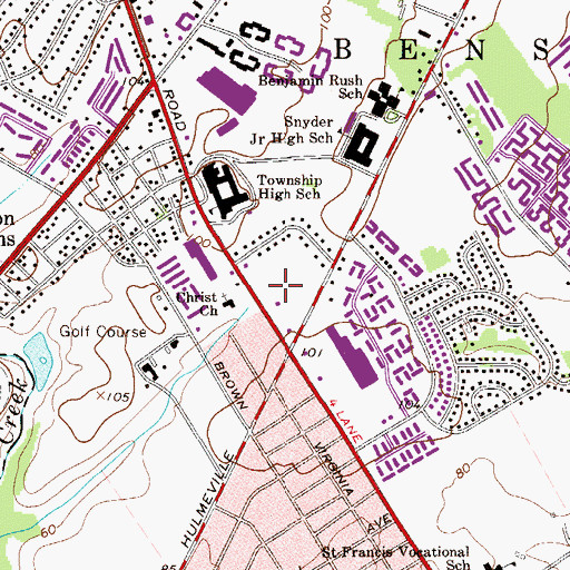 Topographic Map of Bensalem Shopping Center, PA