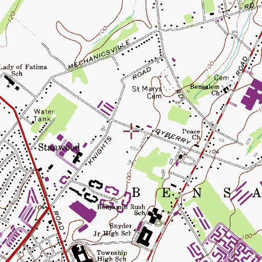 Topographic Map of Bensalem Township Building, PA