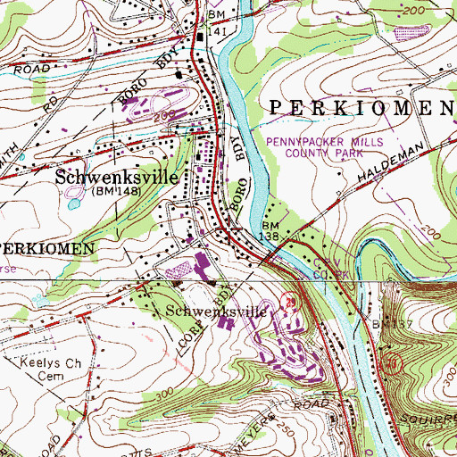 Topographic Map of Bere Hall, PA
