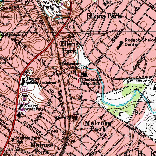 Topographic Map of Beth Jacob School of Philidelphia, PA