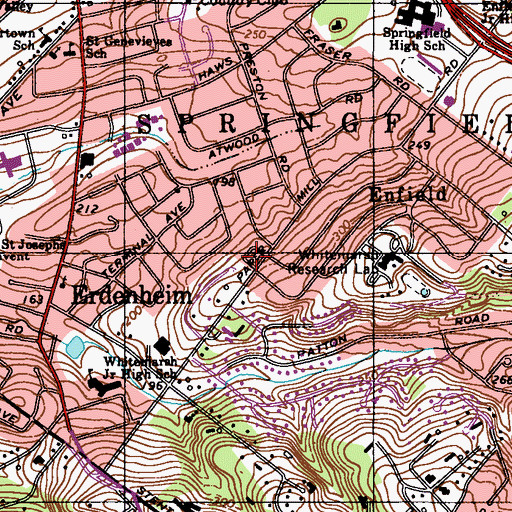 Topographic Map of Beth Tikvah Bnai Jeshurun School, PA