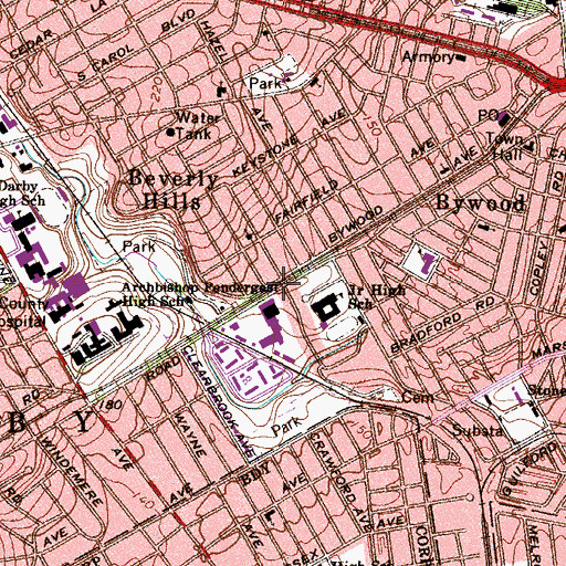Topographic Map of Beverly Hills Station, PA