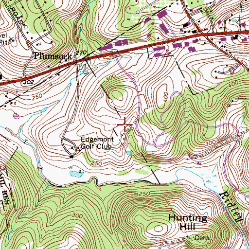 Topographic Map of Bishops Millls Historic Institute Headquarters, PA