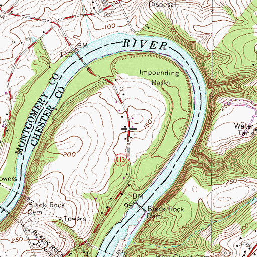 Topographic Map of Black Rock County Preserve, PA