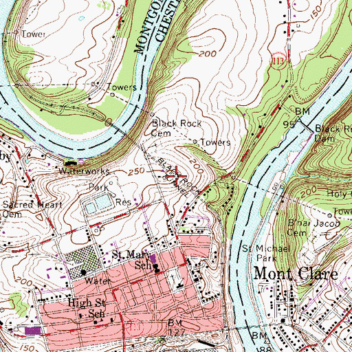 Topographic Map of Black Rock Tunnel, PA