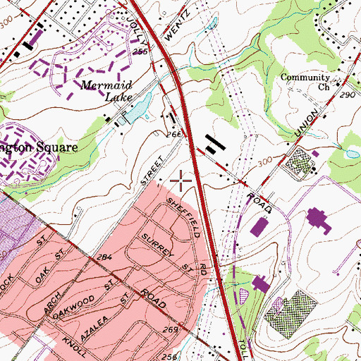 Topographic Map of Blue Bell Crossing, PA