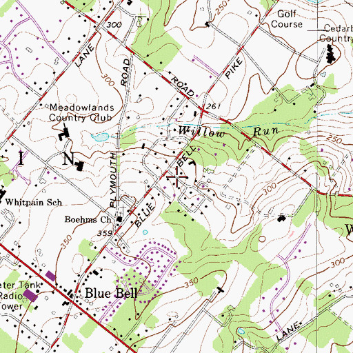 Topographic Map of Blue Bell Glenn, PA