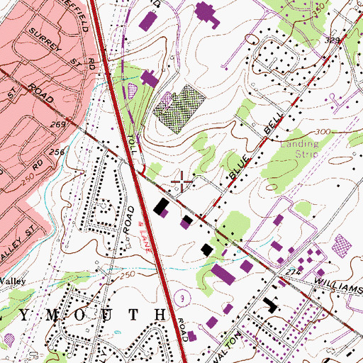 Topographic Map of Blue Bell Post Office, PA