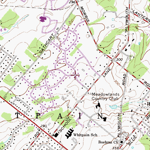Topographic Map of Blue Bell Square, PA