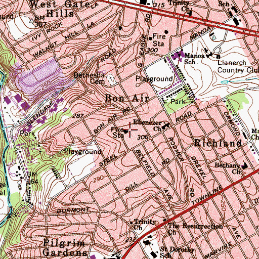 Topographic Map of Bon Air Fire Company Station 58, PA