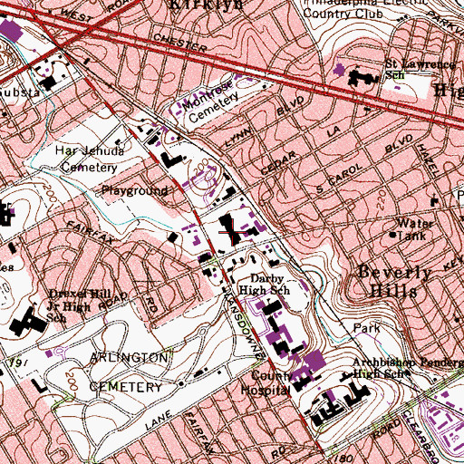 Topographic Map of Bond Shopping Center, PA