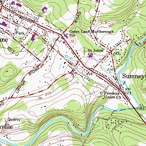 Topographic Map of Boulder Valley Sportsman Club, PA