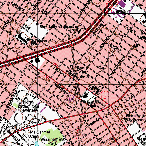Topographic Map of Boulevard Post Office, PA