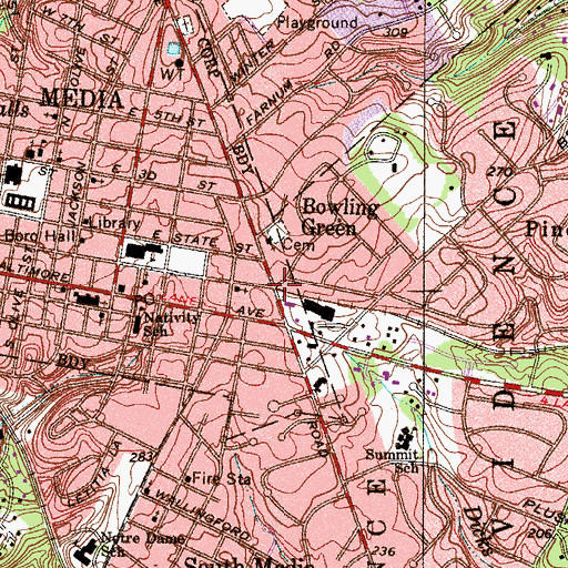 Topographic Map of Bowling Green Station, PA