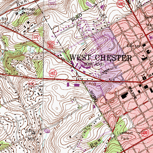 Topographic Map of Bradford Plaza Shopping Center, PA