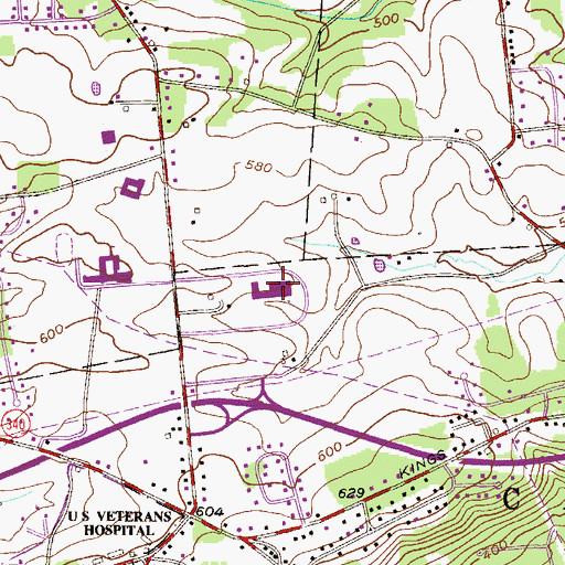 Topographic Map of Brandywine Hospital, PA