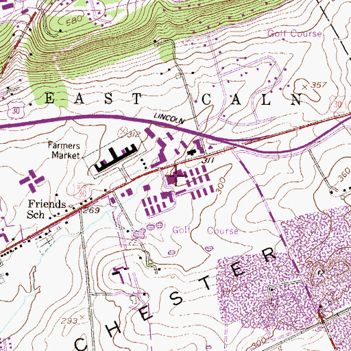Topographic Map of Brandywine Square Shopping Center, PA