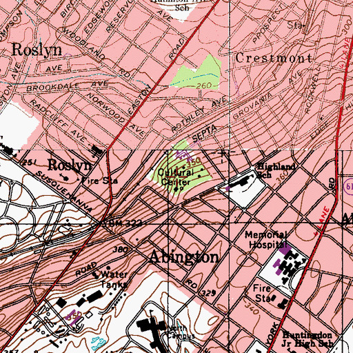 Topographic Map of Briarbush Nature Center, PA