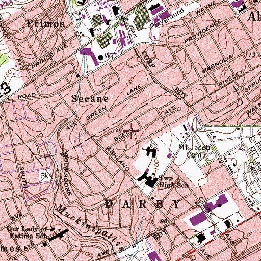 Topographic Map of Briarcliffe Fire Company Station 75, PA