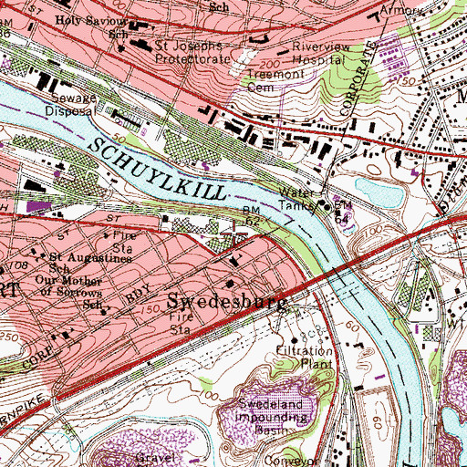 Topographic Map of Bridgeport Industrial Park, PA