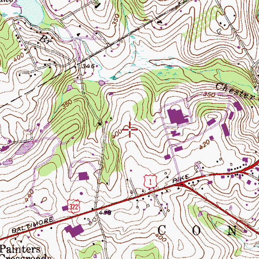 Topographic Map of Brinton Lake Corporate Center, PA
