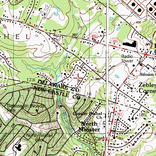 Topographic Map of Brookcroft, PA