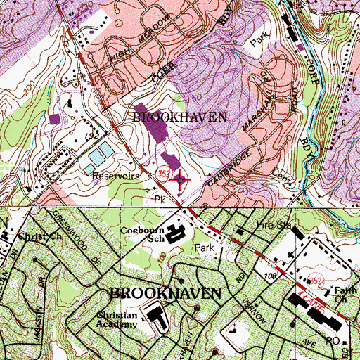 Topographic Map of Brookhaven Police Department, PA