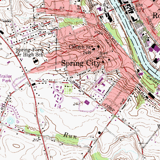 Topographic Map of Brown Street Neighborhood Park, PA