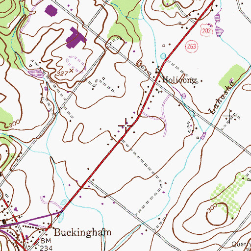 Topographic Map of Buckingham Green Shopping Center, PA
