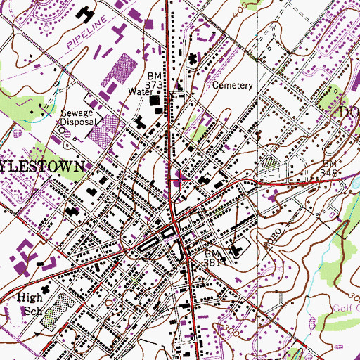 Topographic Map of Bucks County Administration Building, PA