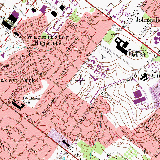 Topographic Map of Bucks County Hospital, PA